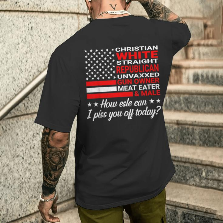 Christian White Straight Republican Unvaxxed Gun Owner Men's T-shirt Back Print Gifts for Him