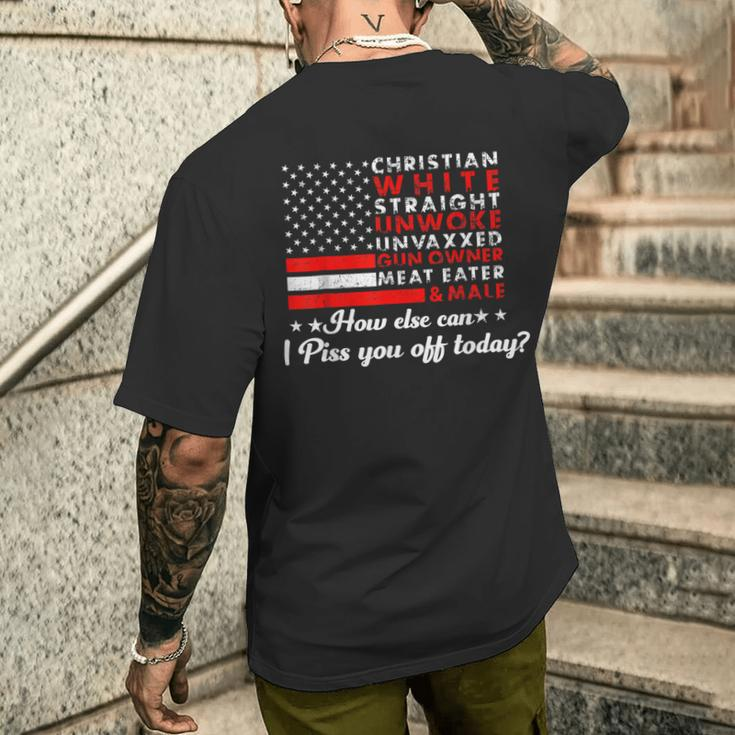 Christian White Straight Unwoke Unvaxxed Gun Owner Men's T-shirt Back Print Gifts for Him