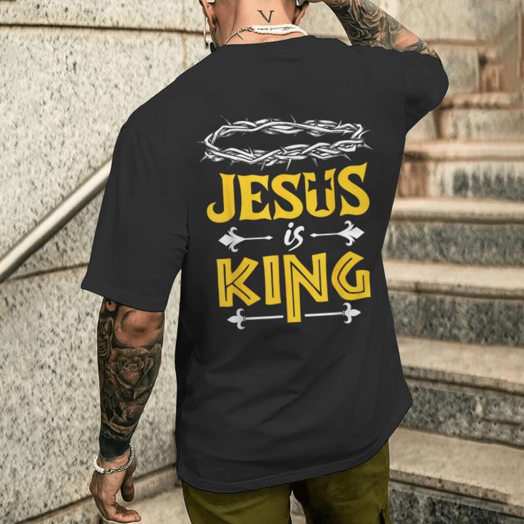 Christliches Kurzärmliges Herren-T-Kurzärmliges Herren-T-Shirt Jesus is King mit Dornenkrone Design, Glaubensbekenntnis Tee Geschenke für Ihn