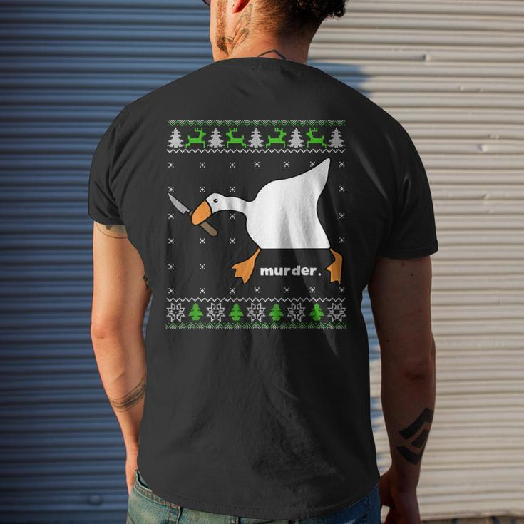 Christmas Goose Murder Ugly Sweater Mens Back Print T-shirt Gifts for Him