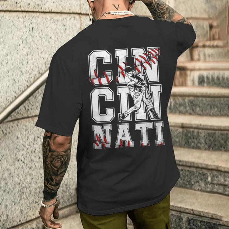 Cincinnati Retro Baseball Lover Met At Game Day Men's T-shirt Back Print Gifts for Him