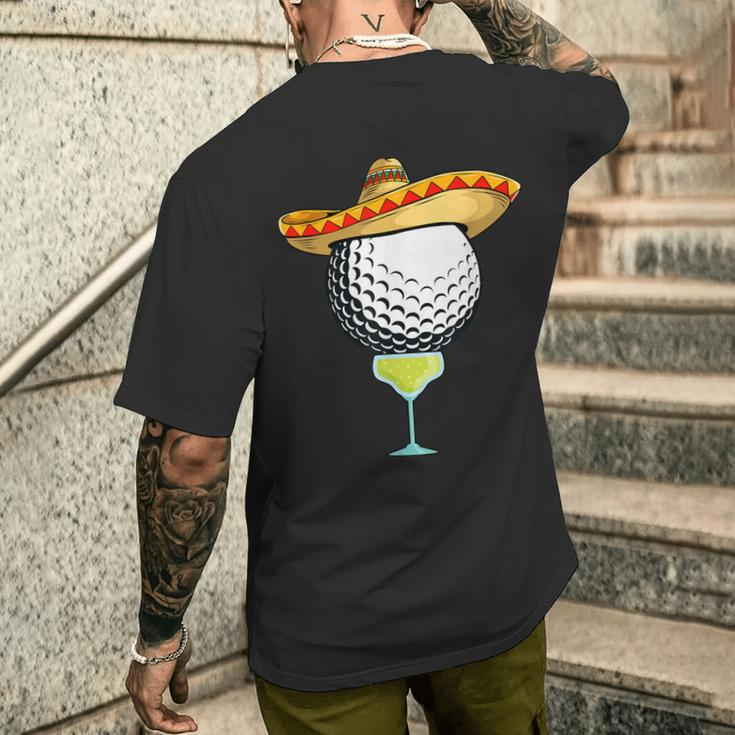 Cinco De Mayo Golf Ball With Sombrero And Margarita Golfer Men's T-shirt Back Print Gifts for Him