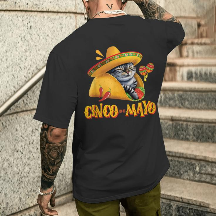Cinco De Mayo Mexican Fiesta 5 De Mayo Taco Cat Men's T-shirt Back Print Gifts for Him