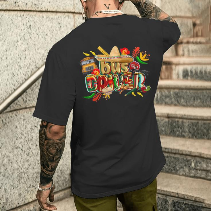 Cinco De Mayo Mexican Fiesta Sombrero Bus Driver Lover Men's T-shirt Back Print Gifts for Him