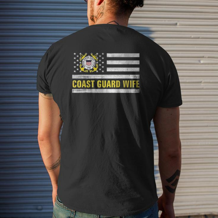 Coast Guard Wife With American Flag For Veteran Day Mens Back Print T-shirt Gifts for Him