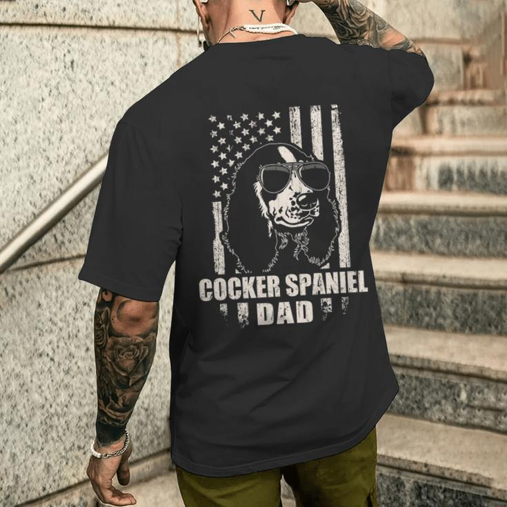 Cocker Spaniel Dad Cool Vintage Retro Proud American Men's T-shirt Back Print Gifts for Him