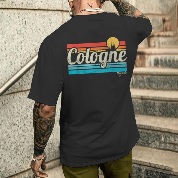 Cologne Lettering Cologne Retrointage Surfer Cologne Carnival T-Shirt mit Rückendruck Geschenke für Ihn