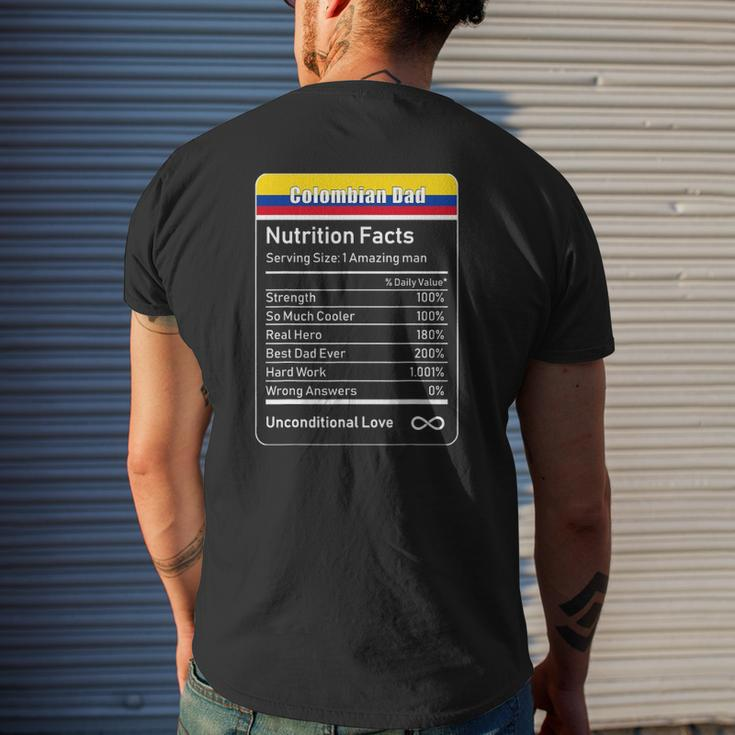 Colombian Dad Nutrition Facts Father's Mens Back Print T-shirt Gifts for Him