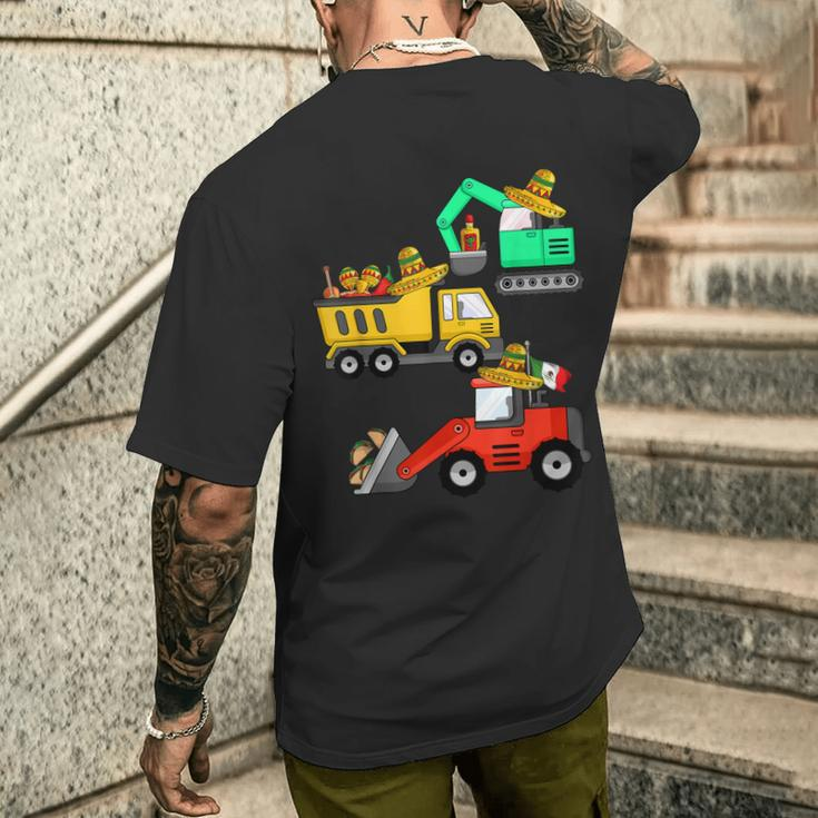 Construction Excavator Taco Mexican Crane Cinco De Mayo Men's T-shirt Back Print Gifts for Him