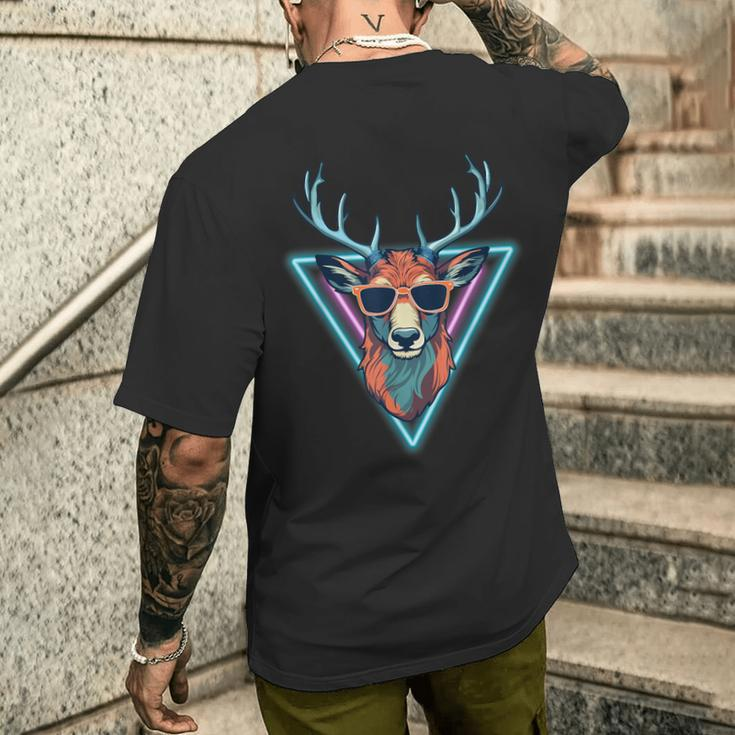 Cool Deer Animal Party Wear Sunglasses Vintage 70S 80S Men's T-shirt Back Print Funny Gifts