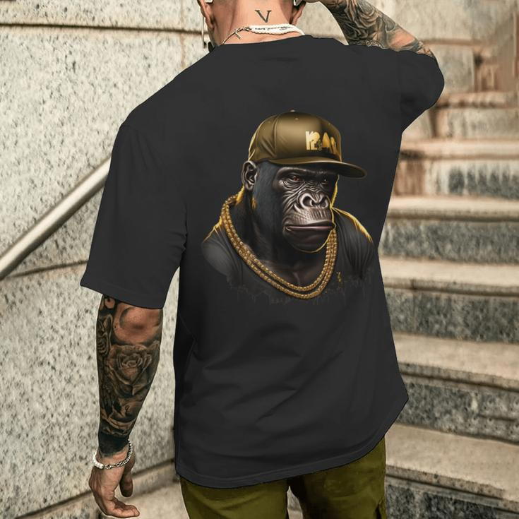 Cool Gorilla Rapper Hip Hop Gangster T-Shirt mit Rückendruck Geschenke für Ihn