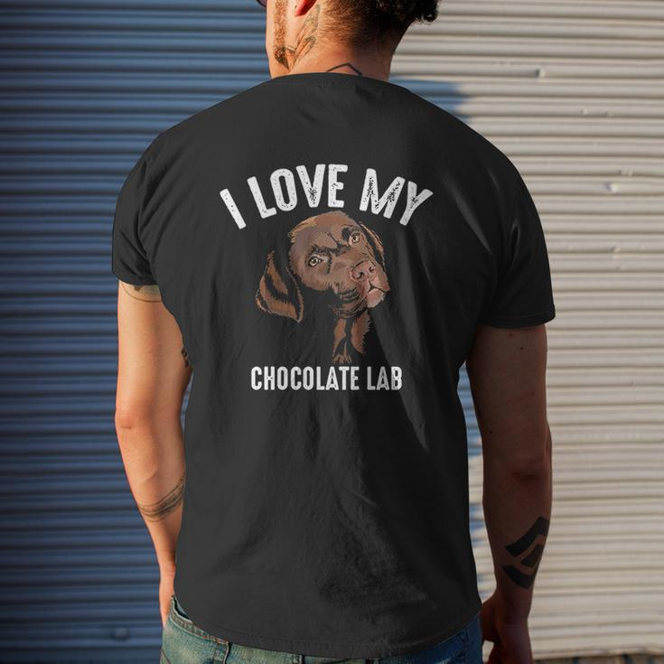 Cool I Love My Chocolate Lab Brown Labrador Pet V2 Mens Back Print T-shirt Gifts for Him