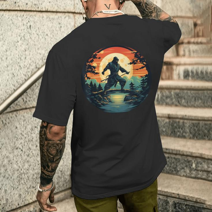 Cool Shinobi Ninja Outfit With Sunset Men's T-shirt Back Print Gifts for Him