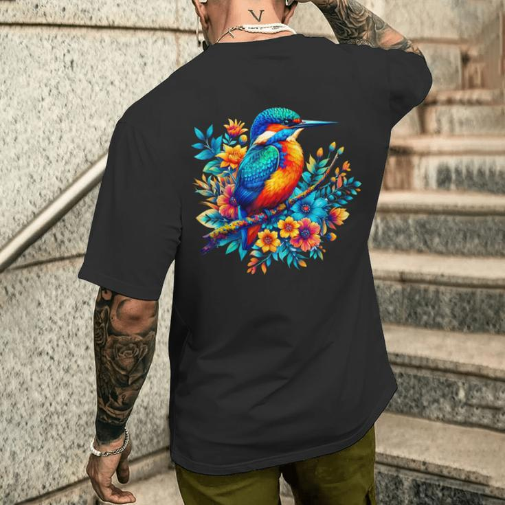 Coole Eisvogel Geist Tier Illustration Tie Dye Kunst T-Shirt mit Rückendruck Geschenke für Ihn