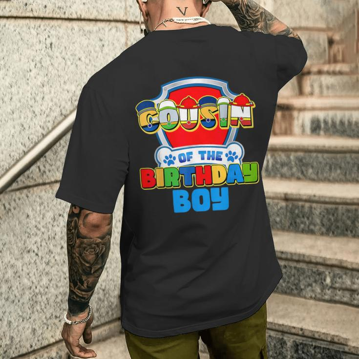 Cousin Of The Birthday Boy Dog Paw Family Matching Boy Girl Men's T-shirt Back Print Gifts for Him