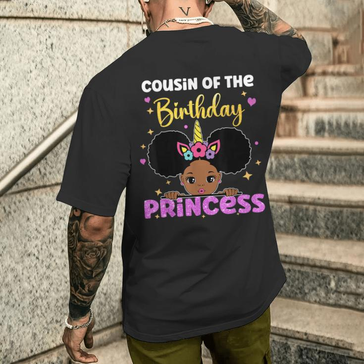 Cousin Of The Birthday Princess Melanin Afro Unicorn Cute Men's T-shirt Back Print Gifts for Him