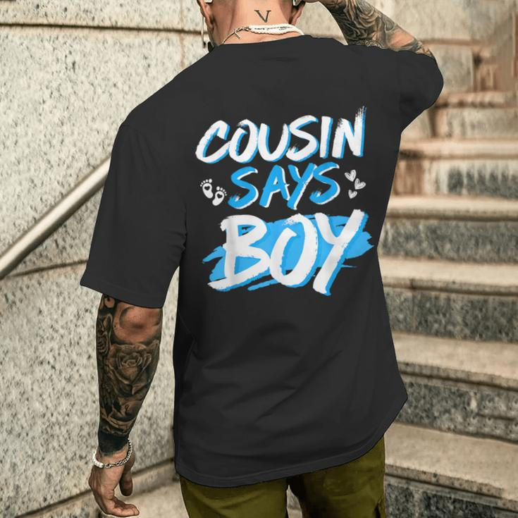 Cousin Says Boy Gender Reveal Baby Shower Party Matching Men's T-shirt Back Print Gifts for Him