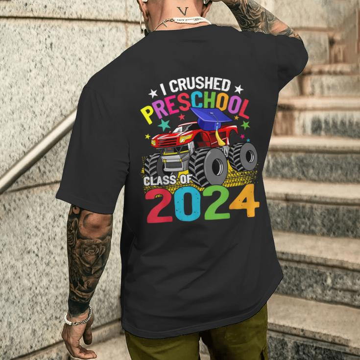 I Crushed Preschool Monster Truck Graduation Class Of 2024 Men's T-shirt Back Print Gifts for Him