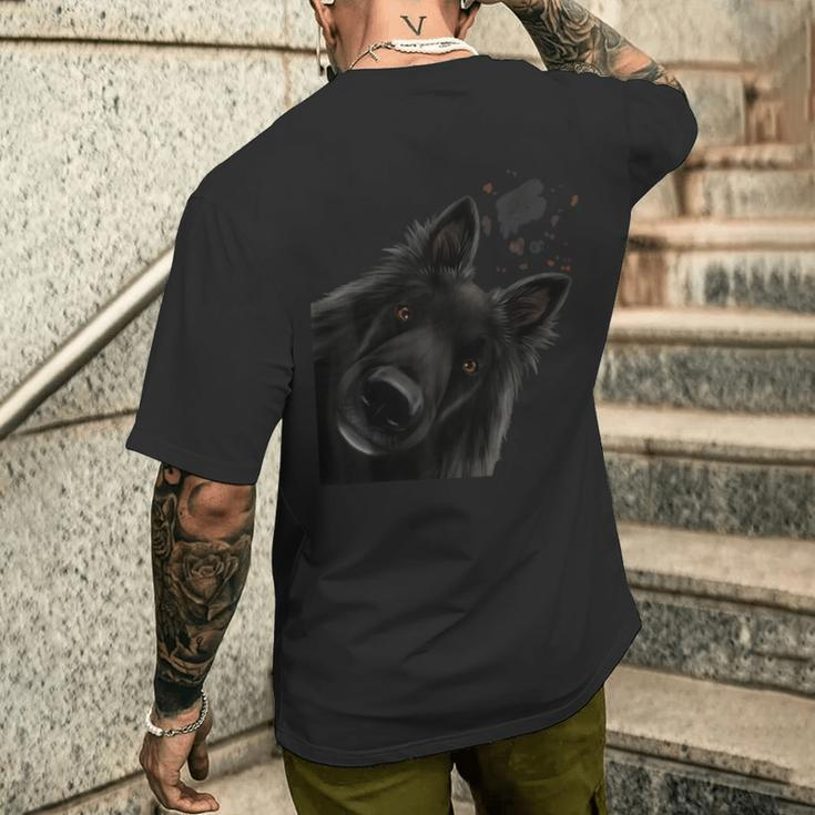 Curious Dog Belgian Shepherd Dog Groenendael T-Shirt mit Rückendruck Geschenke für Ihn