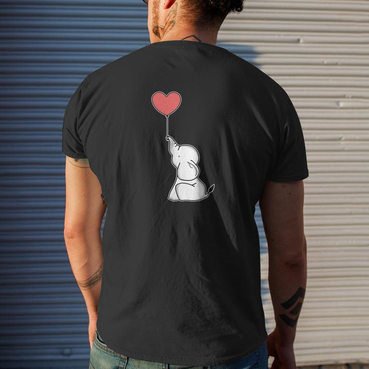 Cute Baby Elephant With Heart Balloon Love Mens Back Print T-shirt Gifts for Him