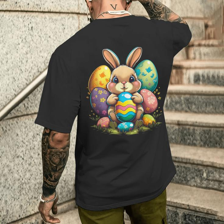 Cute Bunny Rabbit Happy Easter Egg Men's T-shirt Back Print Gifts for Him