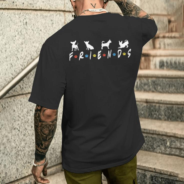 Cute Chihuahua Yoga Friends Dog Crewneck Chihuahua Lover Men's T-shirt Back Print Gifts for Him