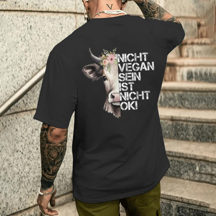 Cute Cow Nicht Vegan Sein Ist Nicht Ok Vegan T-Shirt mit Rückendruck Geschenke für Ihn