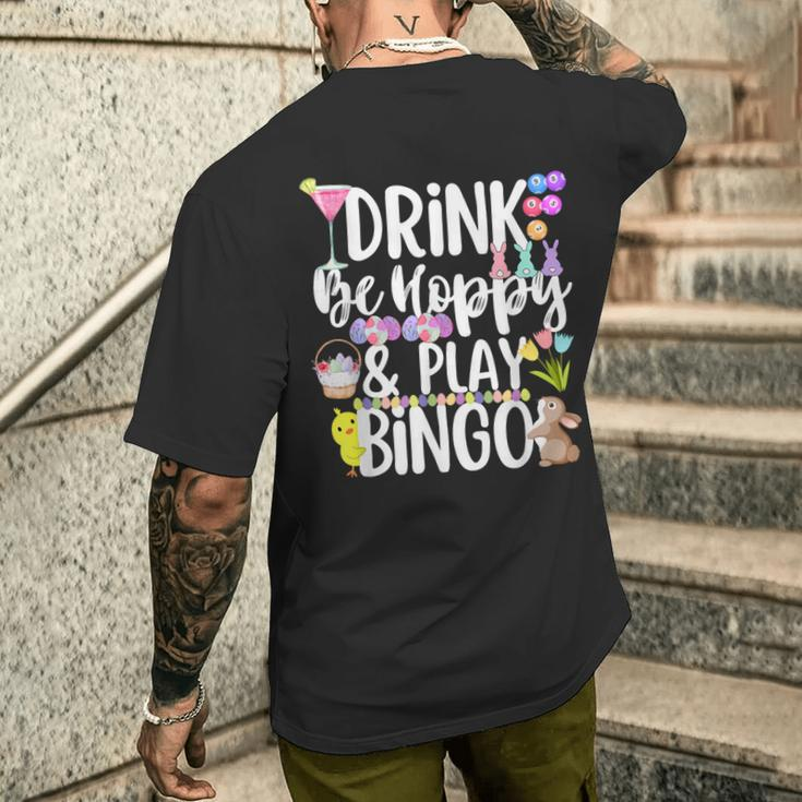Cute Hoppy Easter Bingo Drinking Group Matching Men's T-shirt Back Print Gifts for Him