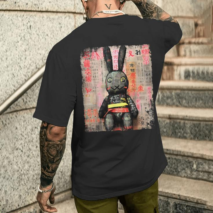 Cyberpunk Rabbit Japanese Futuristic Rabbit Samurei T-Shirt mit Rückendruck Geschenke für Ihn