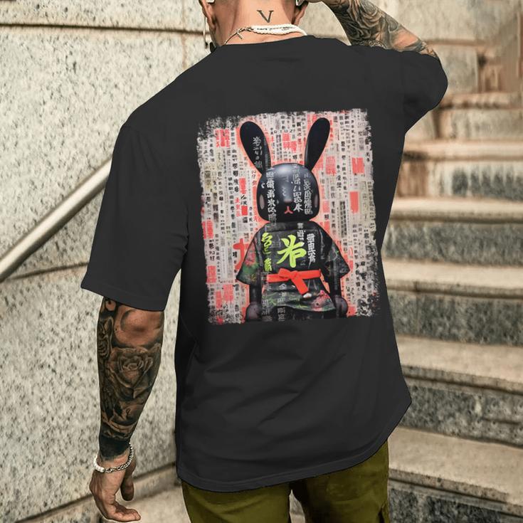 Cyberpunk Rabbit Japanese Futuristic Rabbit Samurei T-Shirt mit Rückendruck Geschenke für Ihn