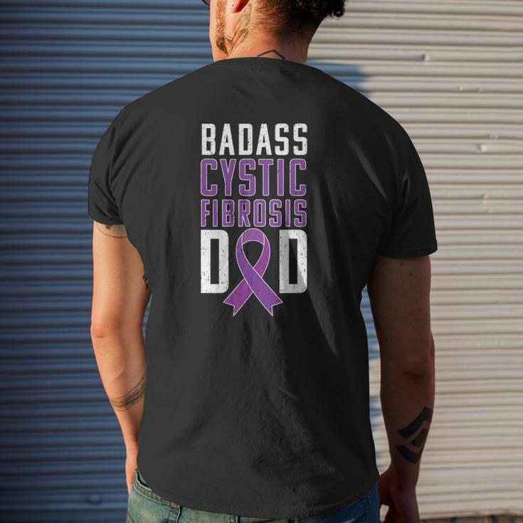 Cystic Fibrosis Awareness Cf Dad Purple Ribbon Tee Mens Back Print T-shirt Gifts for Him