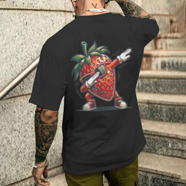Dab Strawberry Dancing Dabbing Strawberry Fruit Men's T-shirt Back Print Gifts for Him