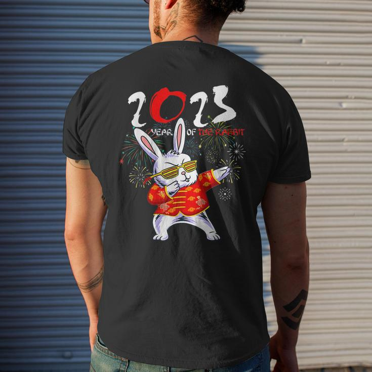 Dabbing Bunny Chinese New Year 2023 Year Of The Rabbit Mens Back Print T-shirt Gifts for Him