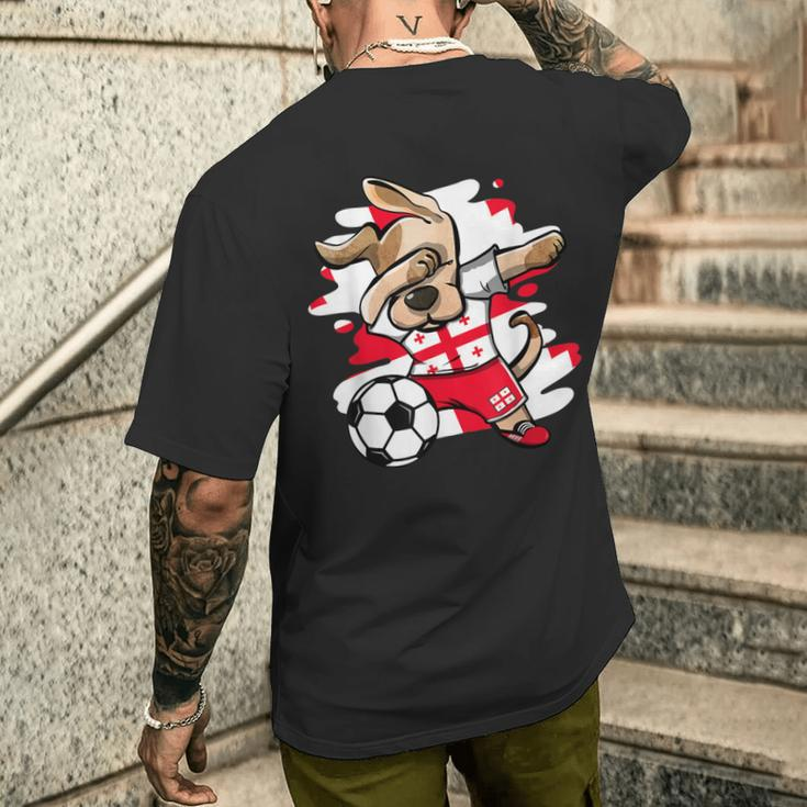 Dabbing Dog Georgia Fußballfans Trikot Georgian Football T-Shirt mit Rückendruck Geschenke für Ihn