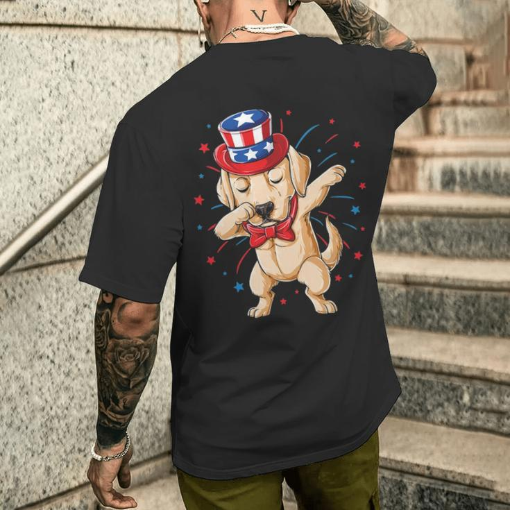 Dabbing Labrador 4Th Of July Men Usa American Flag Men's T-shirt Back Print Gifts for Him