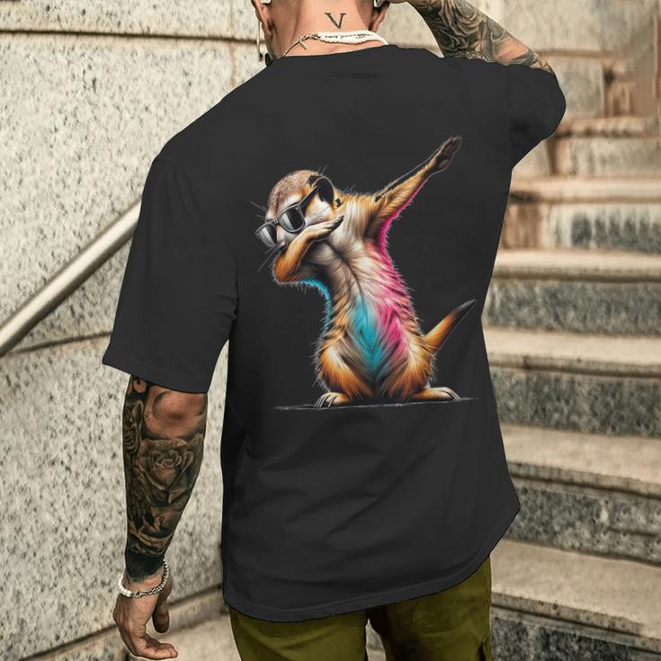 Dabbing Meerkat Dancing Dab Surikate T-Shirt mit Rückendruck Geschenke für Ihn