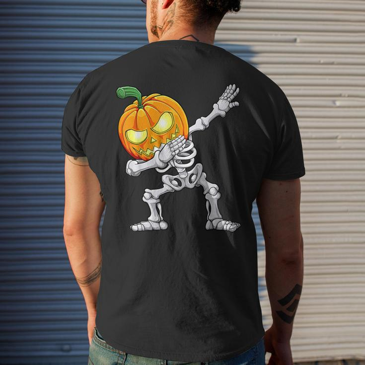 Dabbing Skeleton Scary Pumpkin Jack O Lantern Halloween Boys Mens Back Print T-shirt Gifts for Him