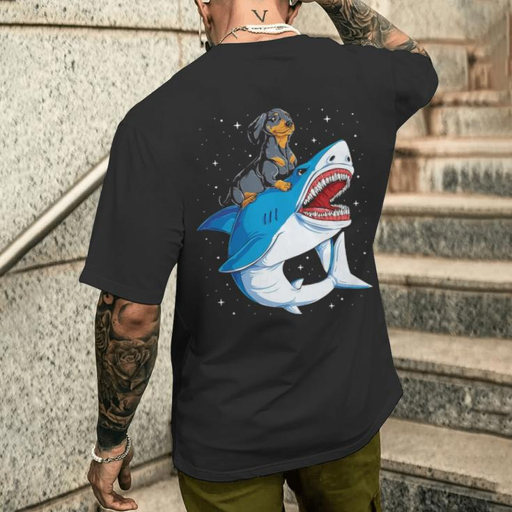 Dachshund Shark Kids Boys Men Space Galaxy Jawsome Men's T-shirt Back Print Gifts for Him