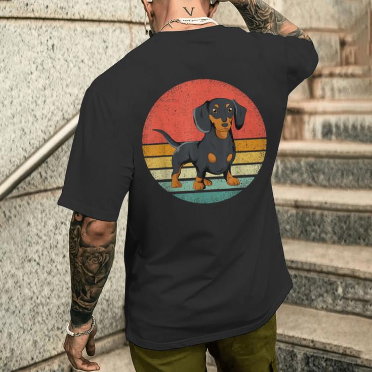 Dachshundintage Dachshund Retro Dog Holder Idea T-Shirt mit Rückendruck Geschenke für Ihn