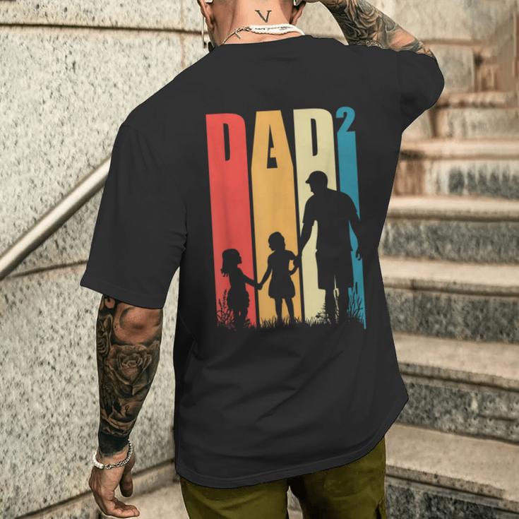 Dad 2 Kinder Lustigateratertag Geschenk Herren Männer T-Shirt mit Rückendruck Geschenke für Ihn