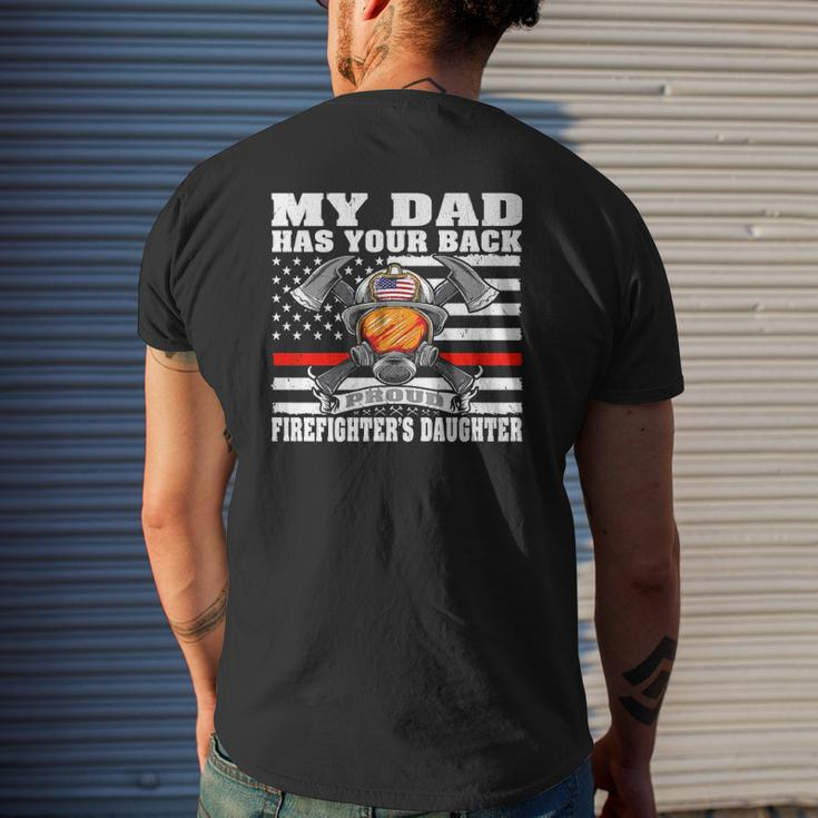 My Dad Has Your Back Proud Firefighter Daughter Family Mens Back Print T-shirt Gifts for Him