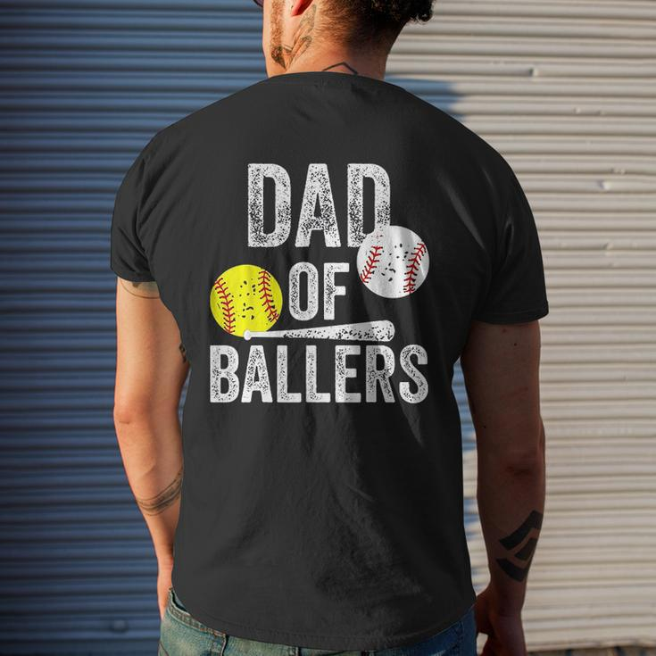 Dad Of Ballers Baseball Mens Back Print T-shirt Gifts for Him