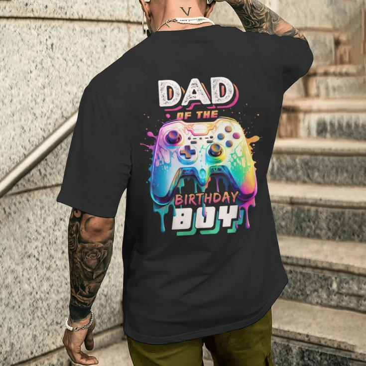 Dad Of The Birthday Boy Matching Video Game Birthday Party Men's T-shirt Back Print Gifts for Him
