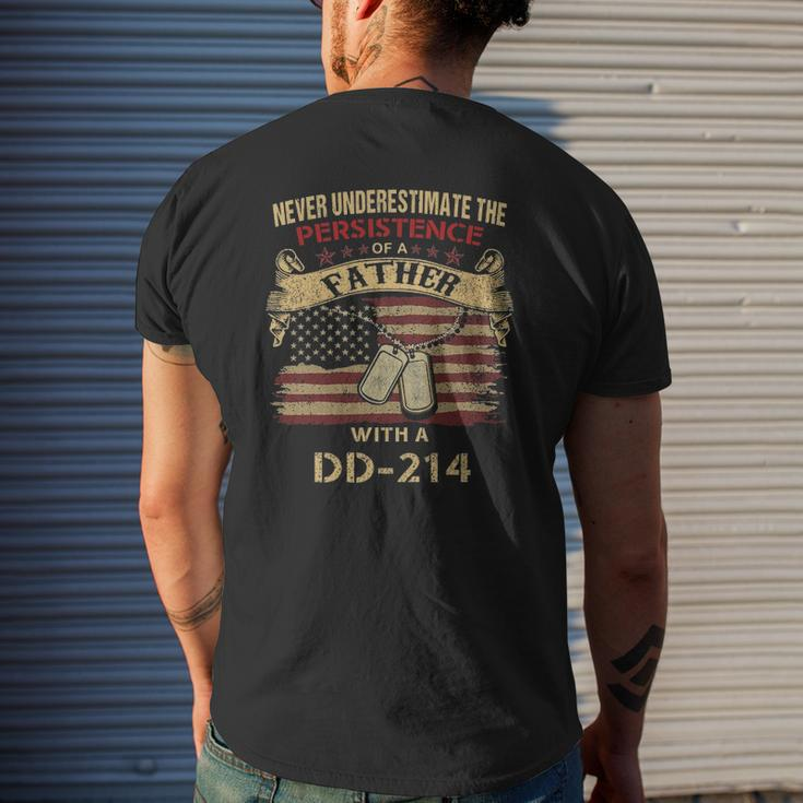 Dad Dd-214 Military Veteran Us Flag Mens Back Print T-shirt Gifts for Him