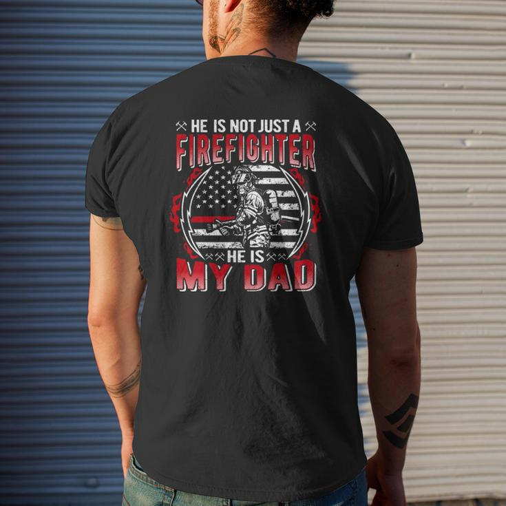 My Dad Is A Firefighter Thin Red Line Fire Son Daughter Mens Back Print T-shirt Gifts for Him