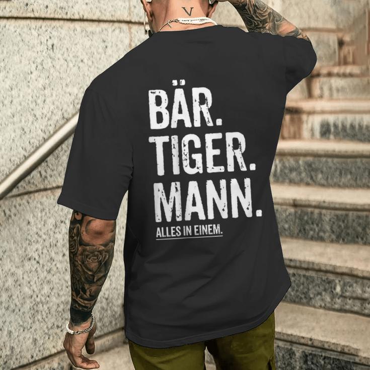 Dad Bear Tiger Man Beard Hipster Dad Beard T-Shirt mit Rückendruck Geschenke für Ihn