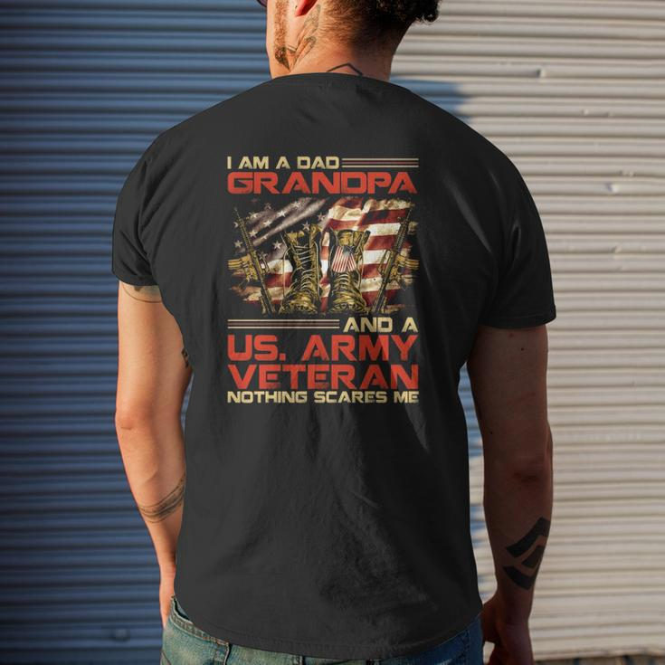 I Am A Dad Grandpa And An Army Veteran Nothing Scares Me Mens Back Print T-shirt Gifts for Him