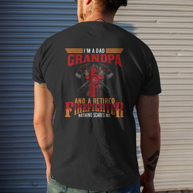 I Am Dad Grandpa Retired Firefighter Nothing Scares Me Mens Back Print T-shirt Gifts for Him
