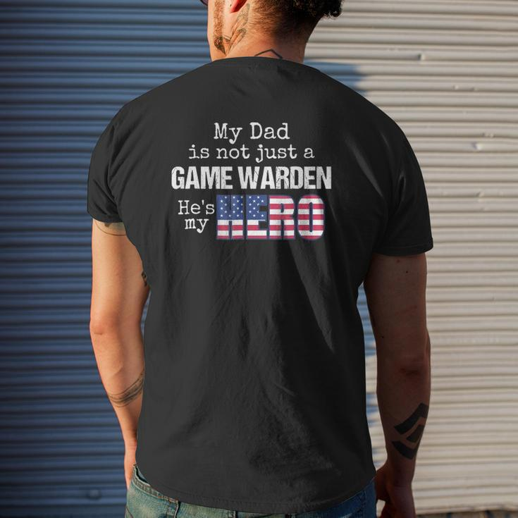 My Dad Is Not Just A Game Warden He's My Hero Us Flag Mens Back Print T-shirt Gifts for Him