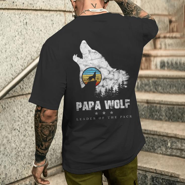 Dad Wolf Rudelführer Father's Day Wolfs intage T-Shirt mit Rückendruck Geschenke für Ihn